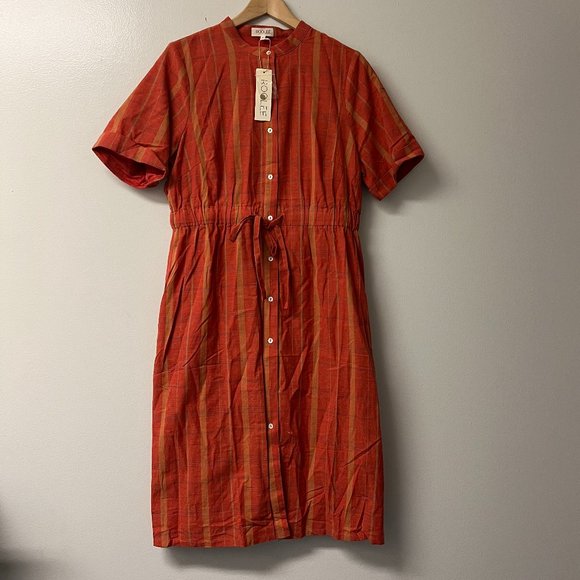 Roolee Scarlet Tie Waist Dress Orange Plaid Medium NWT - Picture 7 of 11